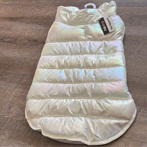 Dog Puffer Jacket in Iridescent White Fab Dog size XL